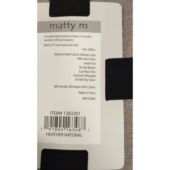 Matty M Women Boyfriend Cardigan-- Heather Natural - Picture 4 of 6